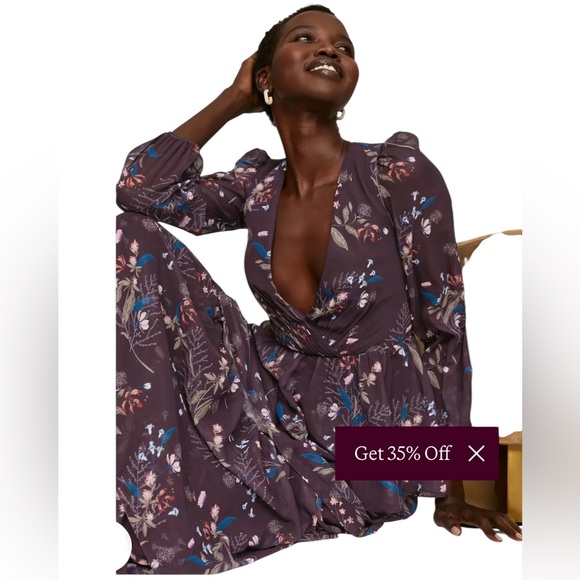 Ieena by Mac Duggal Floral Tiered Gown in Purple - Picture 3 of 9